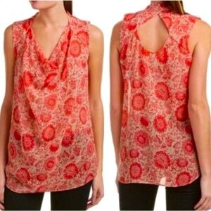 *5 for $25!* Cabi Vita Floral Red Pink Drape Sleeveless Blouse Feminine Boho L